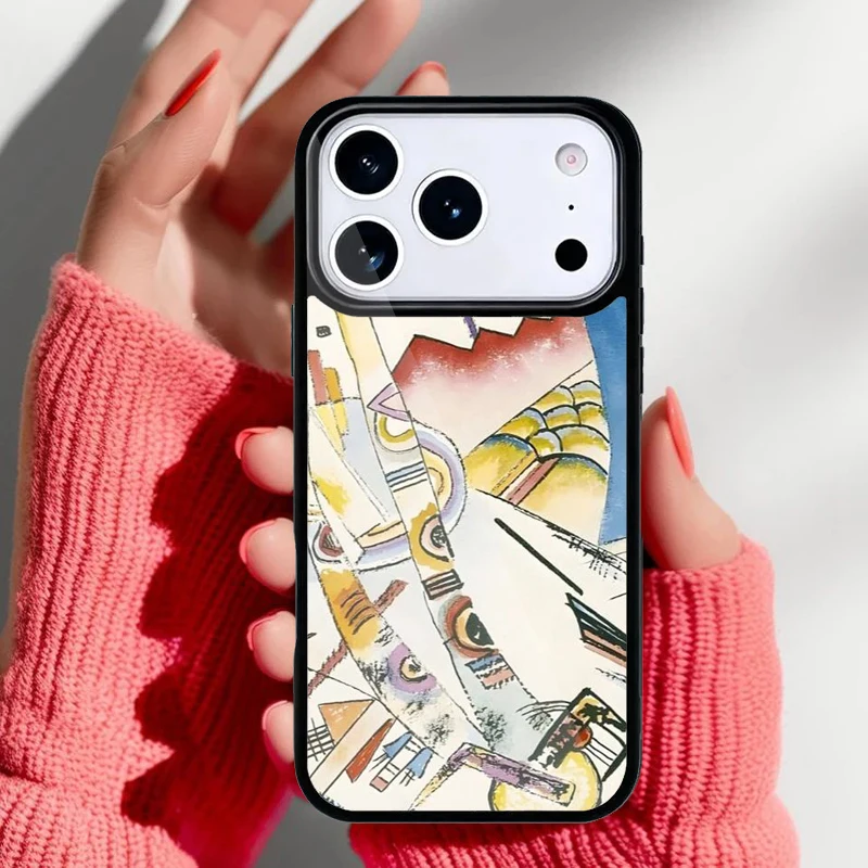 Funda mostrando el diseño abstracto en tonos vivos