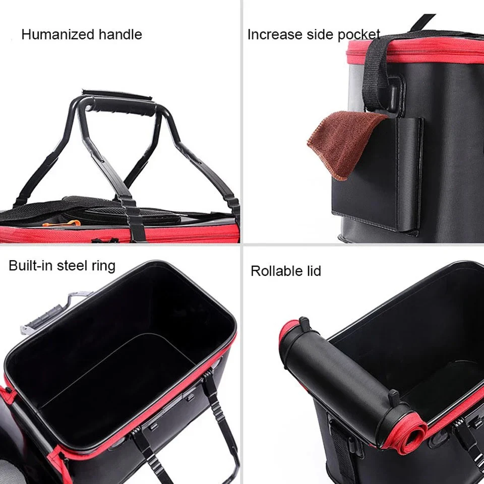 Bolsa de pesca portátil con cubo plegable y caja para peces vivos - imagen 5