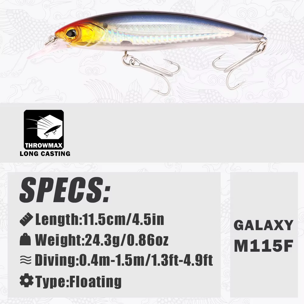 Minnow flotante B&U - Señuelo duro para agua salada con anzuelos triples - imagen 4