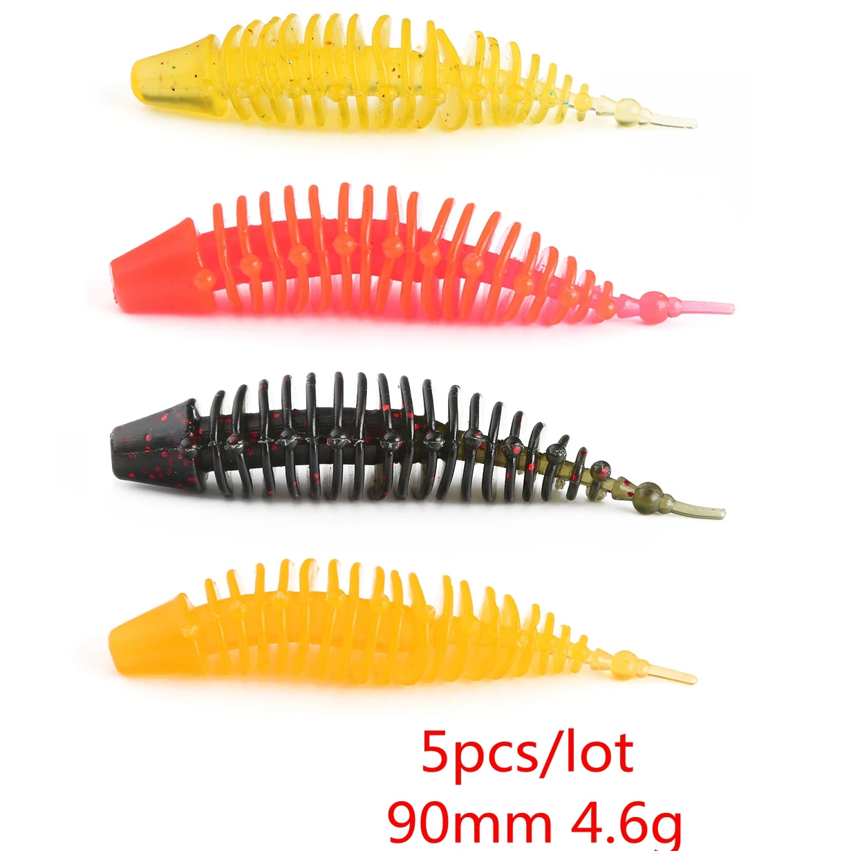 Señuelo suave 90mm en posición de lanzamiento