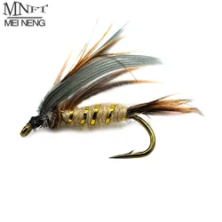 Anzuelos de mosca Peacock Burnt Wing con púas para trucha