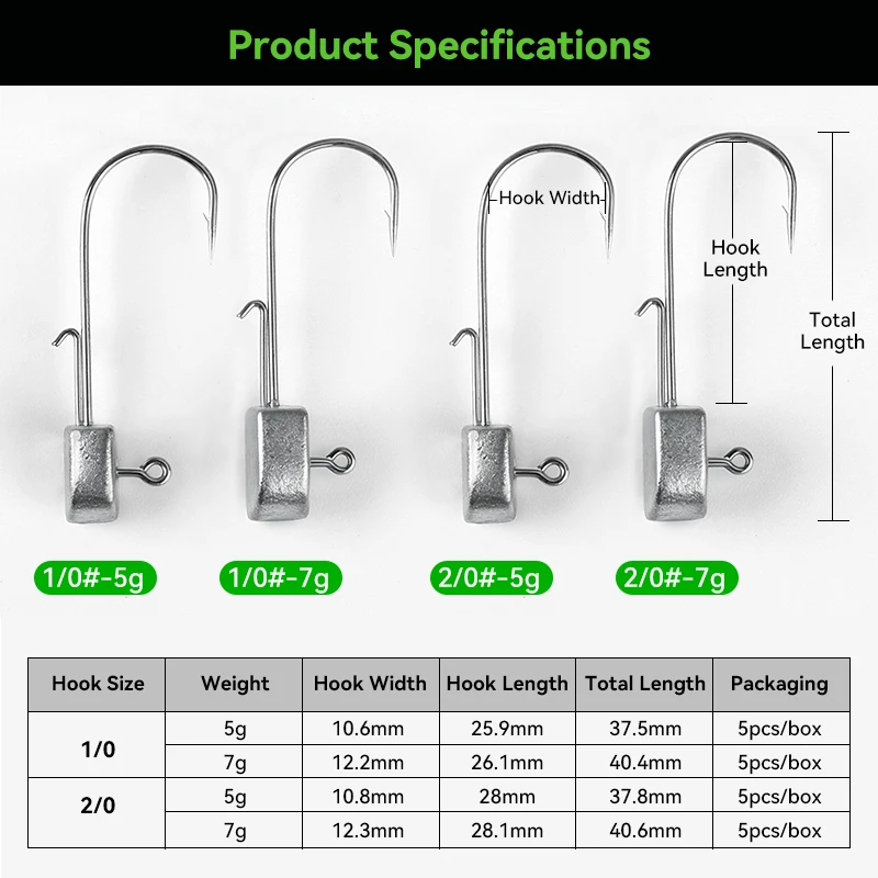 Anzuelos Jig Head LEYDUN afilados – vástago para vinilo - imagen 2
