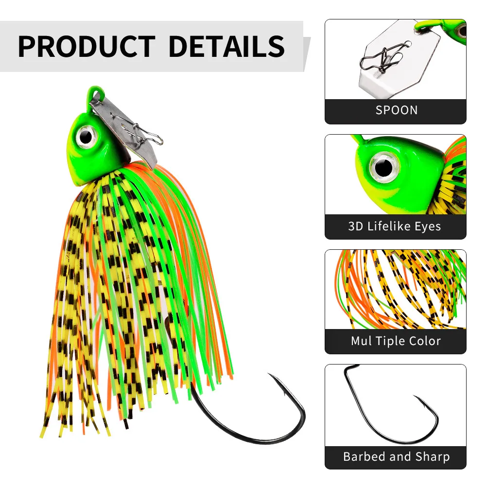 Señuelo Chatter Bait con falda de goma y lentejuelas – para lucio - imagen 4