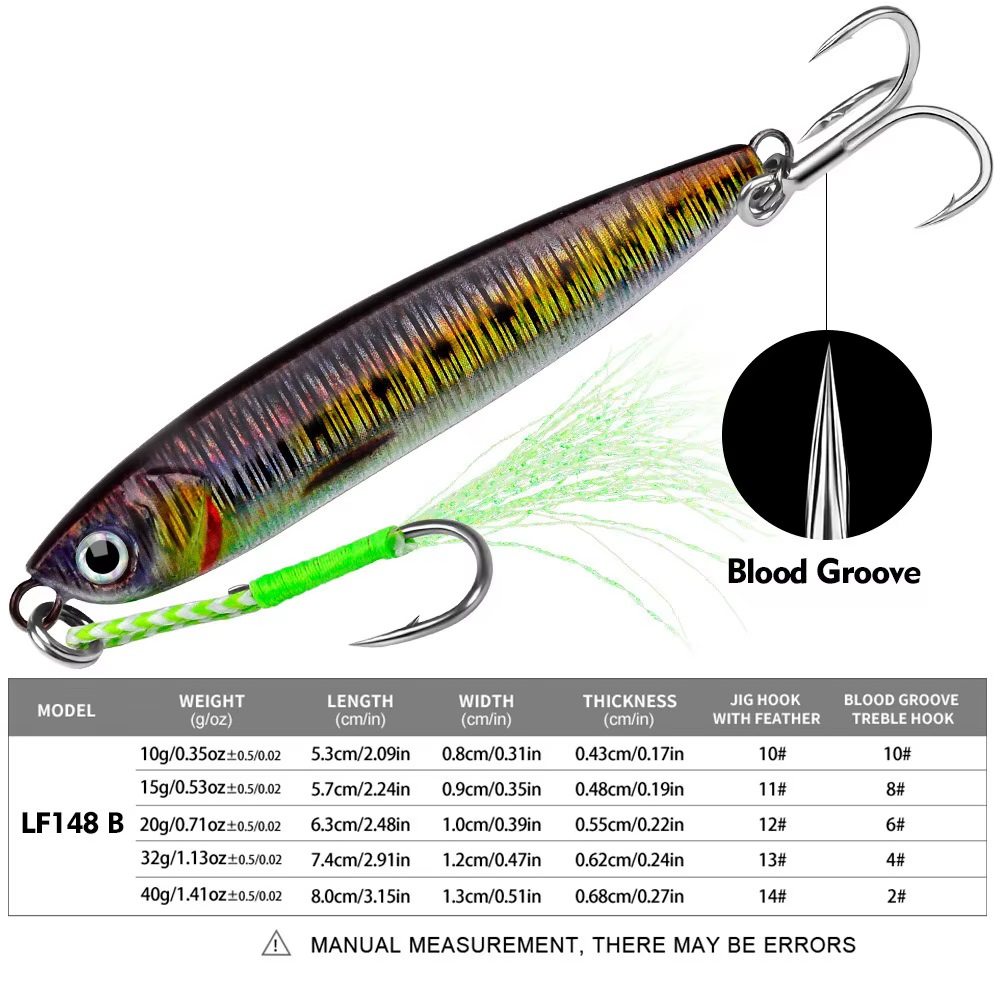 Plomo jig hierro purpurina cebo pesca 10-40g - imagen 3