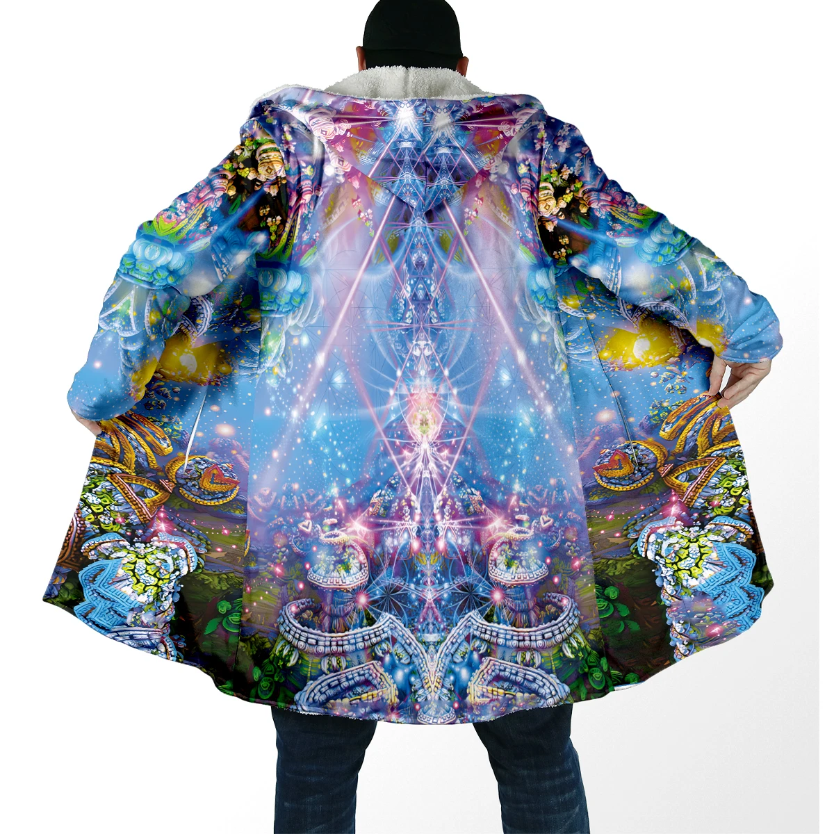 Capa de pesca lana con capucha estampado mandala para invierno - imagen 2