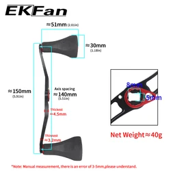 Manivela de carrete EKFan ultralarga de aluminio para señuelos