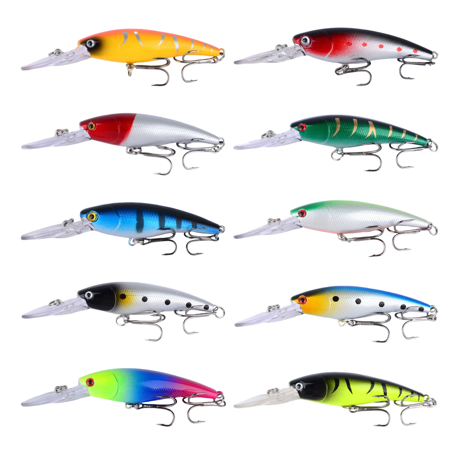 Señuelo de pesca flotante Minnow con ojos 3D
