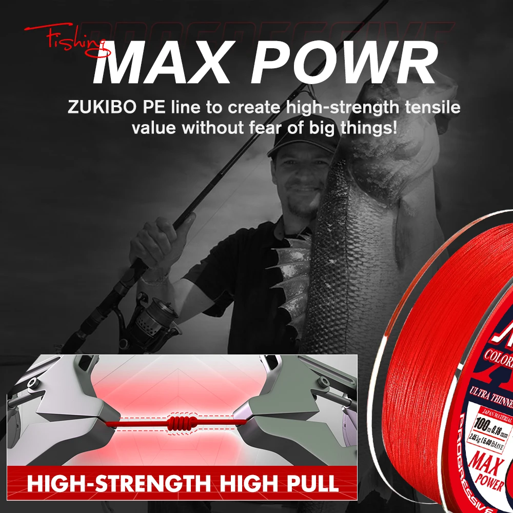 ZUKIBO Colorfast Hilo trenzado PE 4X para carpa de pesca deportiva - imagen 5