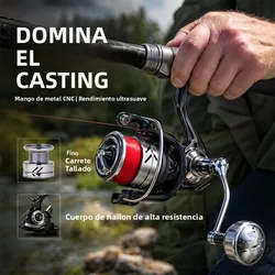 Carrete DEUKIO con perilla metálica y arrastre suave para carpa