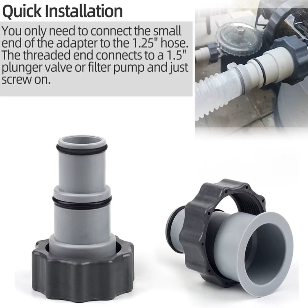 Adaptador Manguera Piscina 1.25 a 1.5 Pulgadas - Conector Plástico con Aro de Ajuste - imagen 4