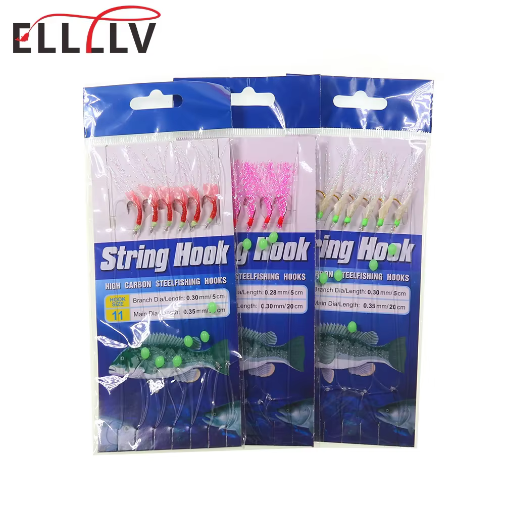 Sabiki Flash anzuelos luminosos camaron suave para pesca en agua salada - imagen 3