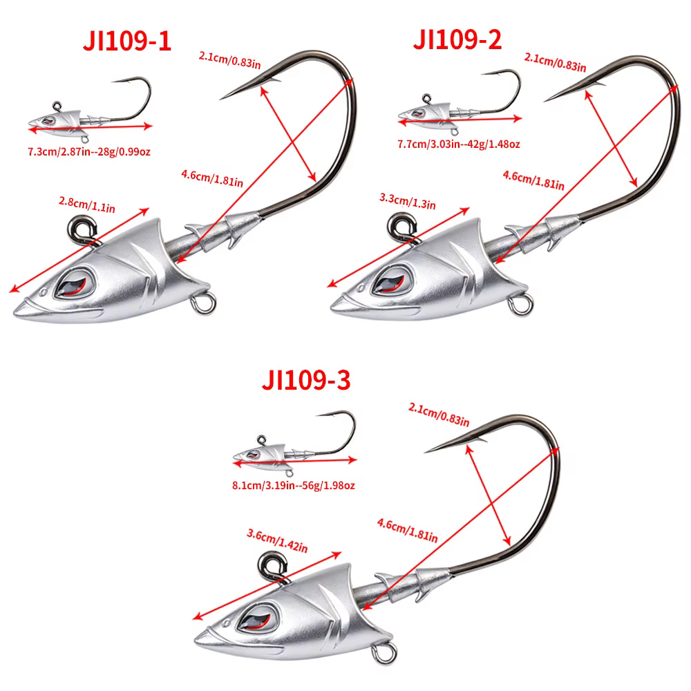 Jig Head Minnow Cabeza Ancha – Pesca en Agua Salada - imagen 2