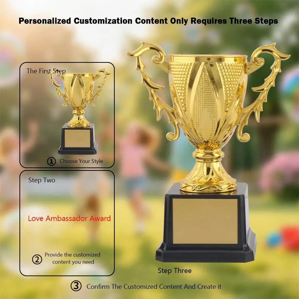 Trofeo de campeón dorado de metal con diseño personalizable - imagen 5