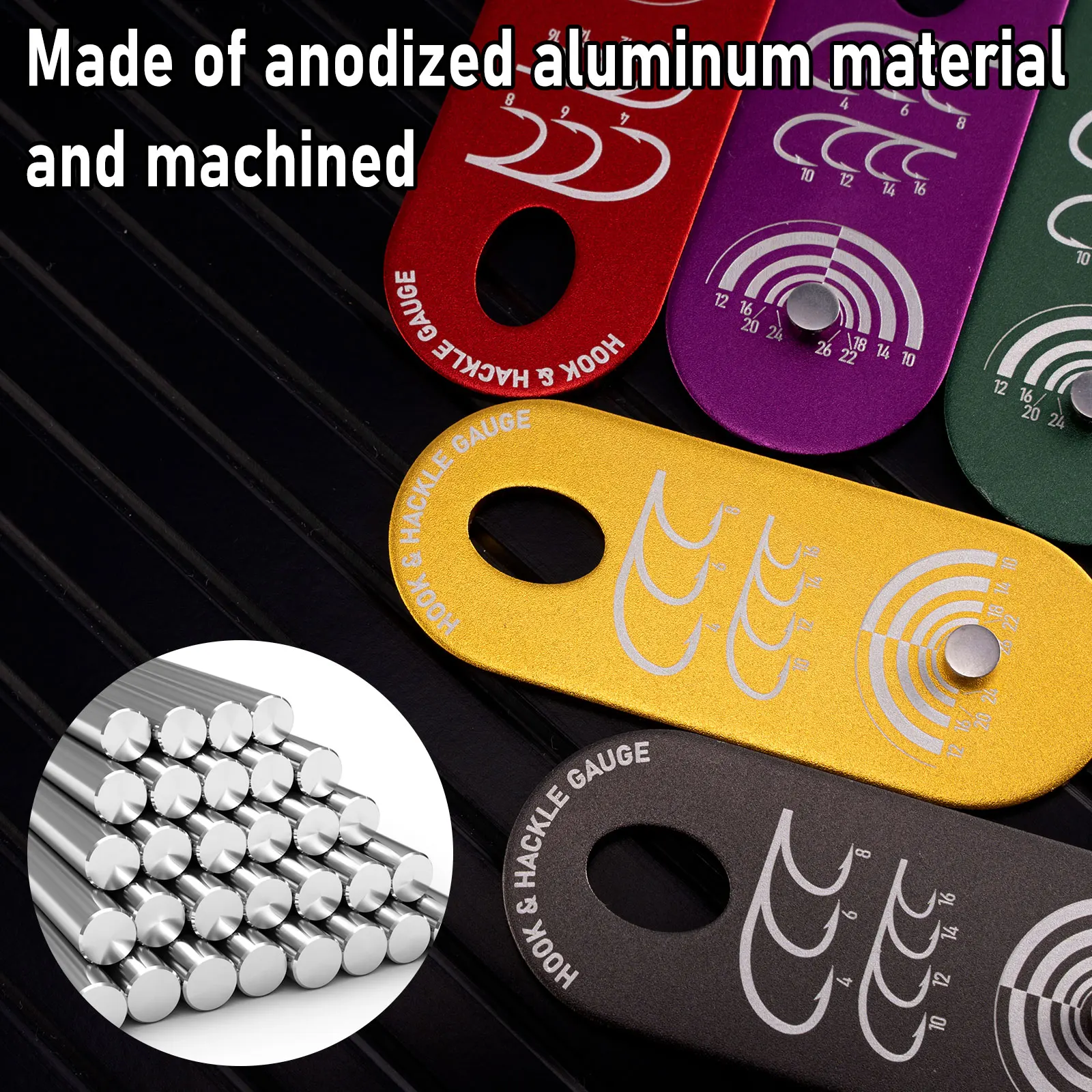 Regla de aluminio para medir anzuelos y plumas en atado de moscas - imagen 2