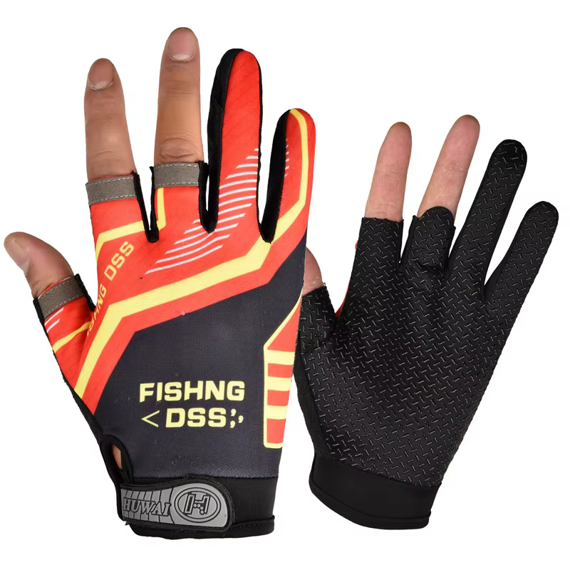 Guantes de pesca antideslizantes tres dedos protección universal