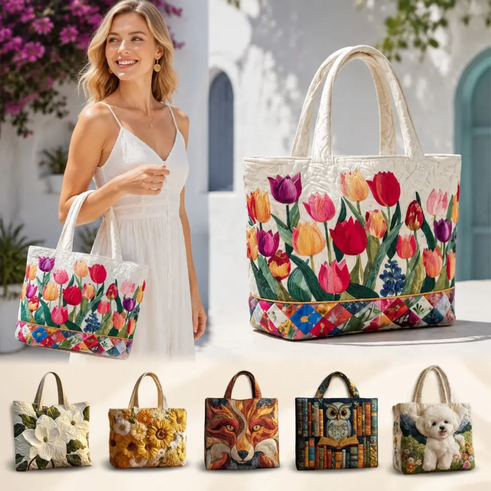 Bolsa tote de lona estampada 2D de gran capacidad, ligera - imagen 3