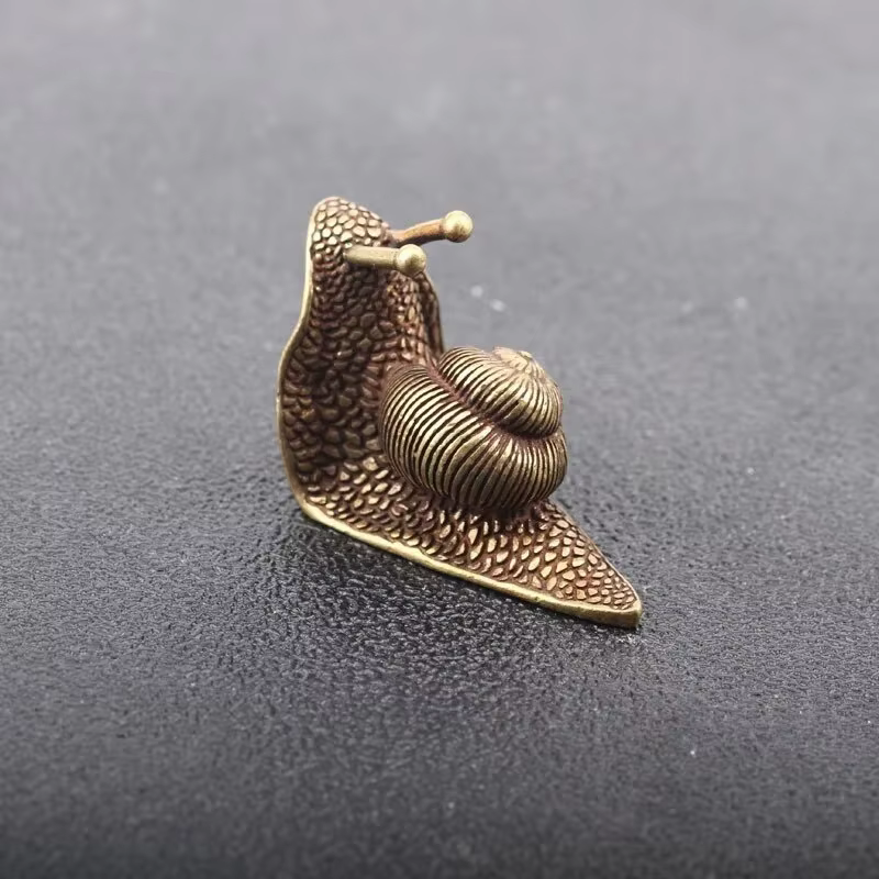 Prensapapeles de Latón Antiguo – Caracol y Vaca en Cobre Macizo - imagen 4