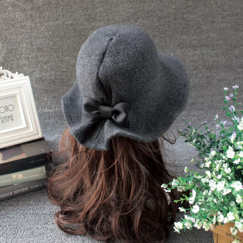 Sombrero Bombín Vintage de Lana para Mujer con Lazadas - imagen 4