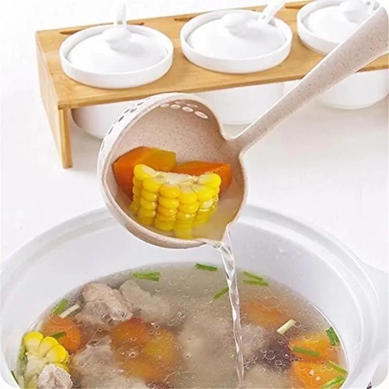 Cuchara de sopa 2 en 1 con filtro malla y mango largo Hierba de trigo - imagen 5