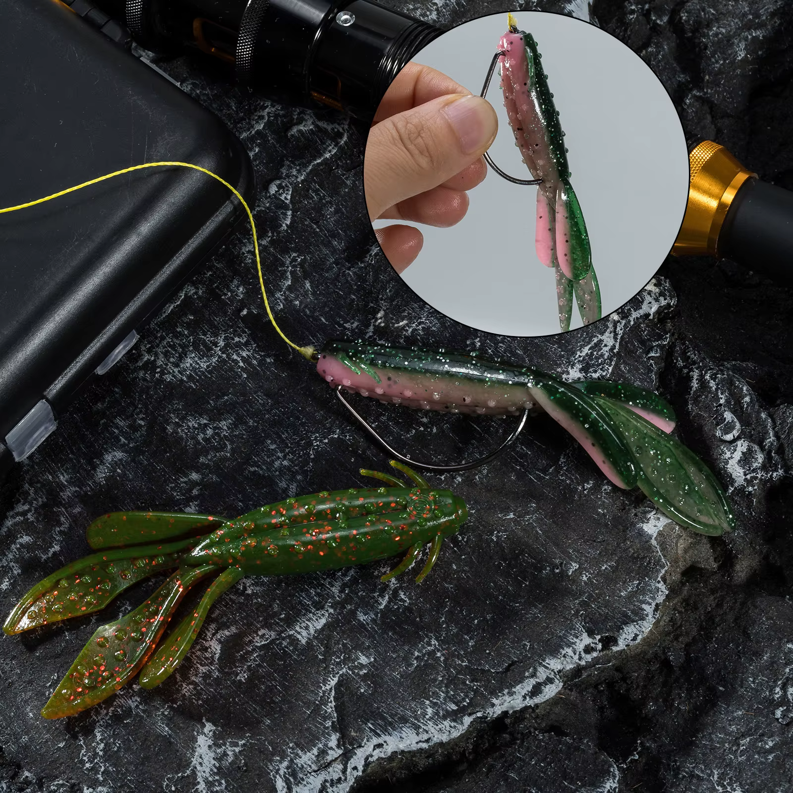 Crazy Flapper Vinilo Camarón Wobbler Flotante Swimbait para Lubina - imagen 4