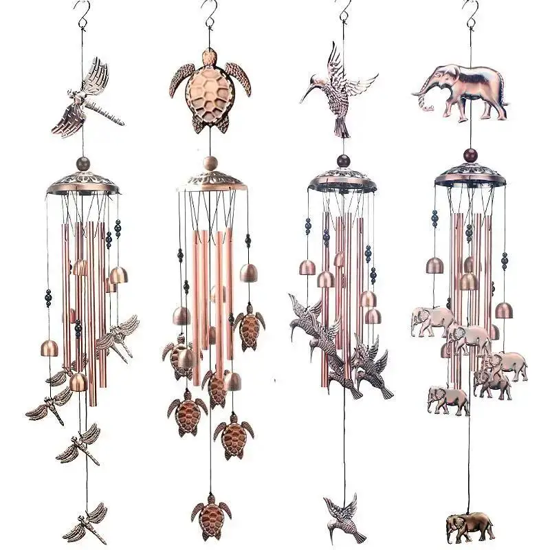 Campanas viento metálicas tortuga mariposa elefante libélula - imagen 5