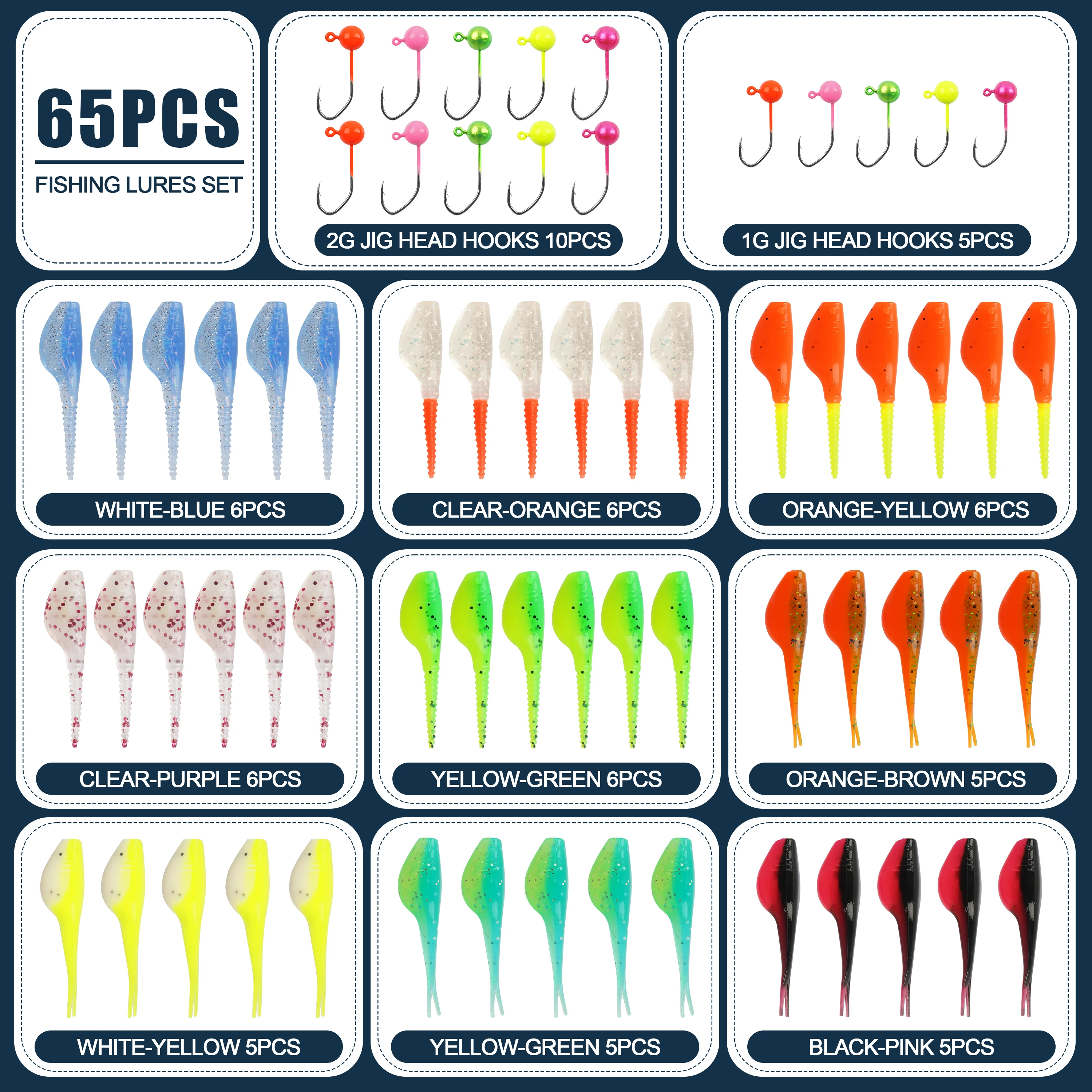 Señuelos para crappie: jig cabeza y vinilos cola bifurcada - imagen 2