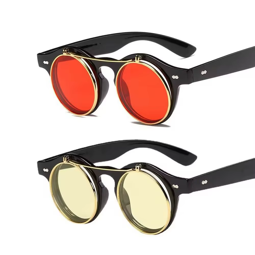 Gafas de sol pesca Retro montura redonda tapa abatible doble capa - imagen 4
