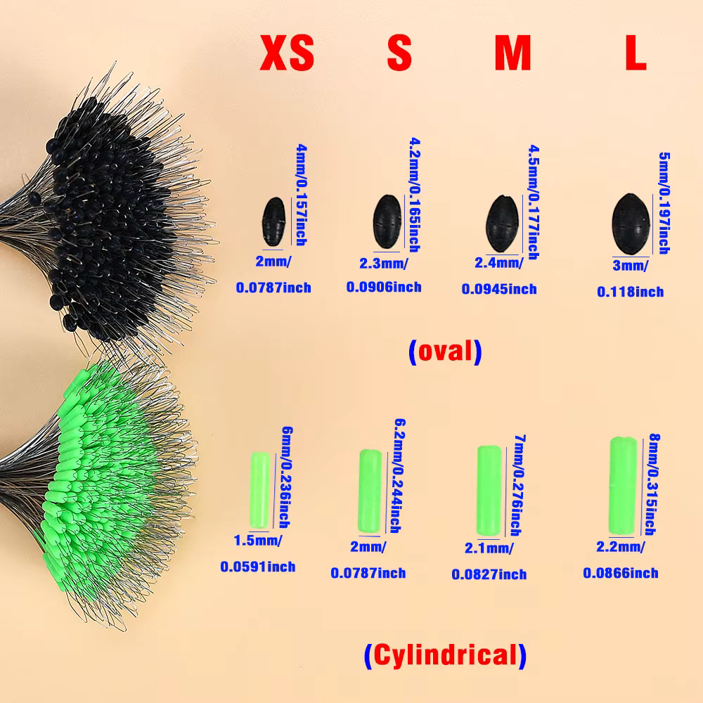 MNFT Flotadores Silicona Tipo Frijol – Antihebra para Línea de Pesca - imagen 3