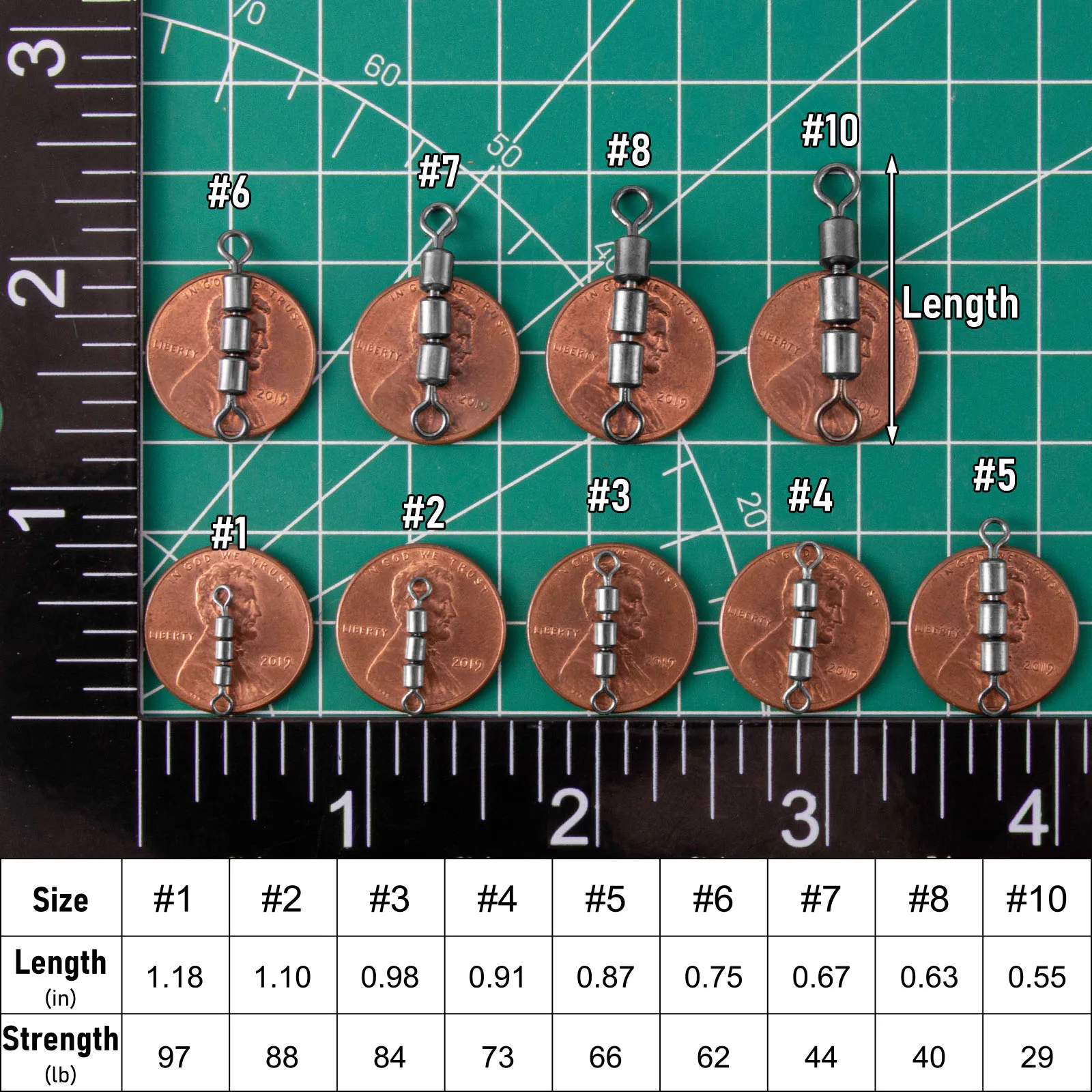 Esmerillones giratorios triple rodamiento acero inoxidable para anzuelo - imagen 4