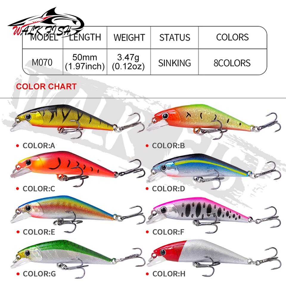 WALK FISH Wobbler minnow hundido para trucha, perca y lucio - imagen 5