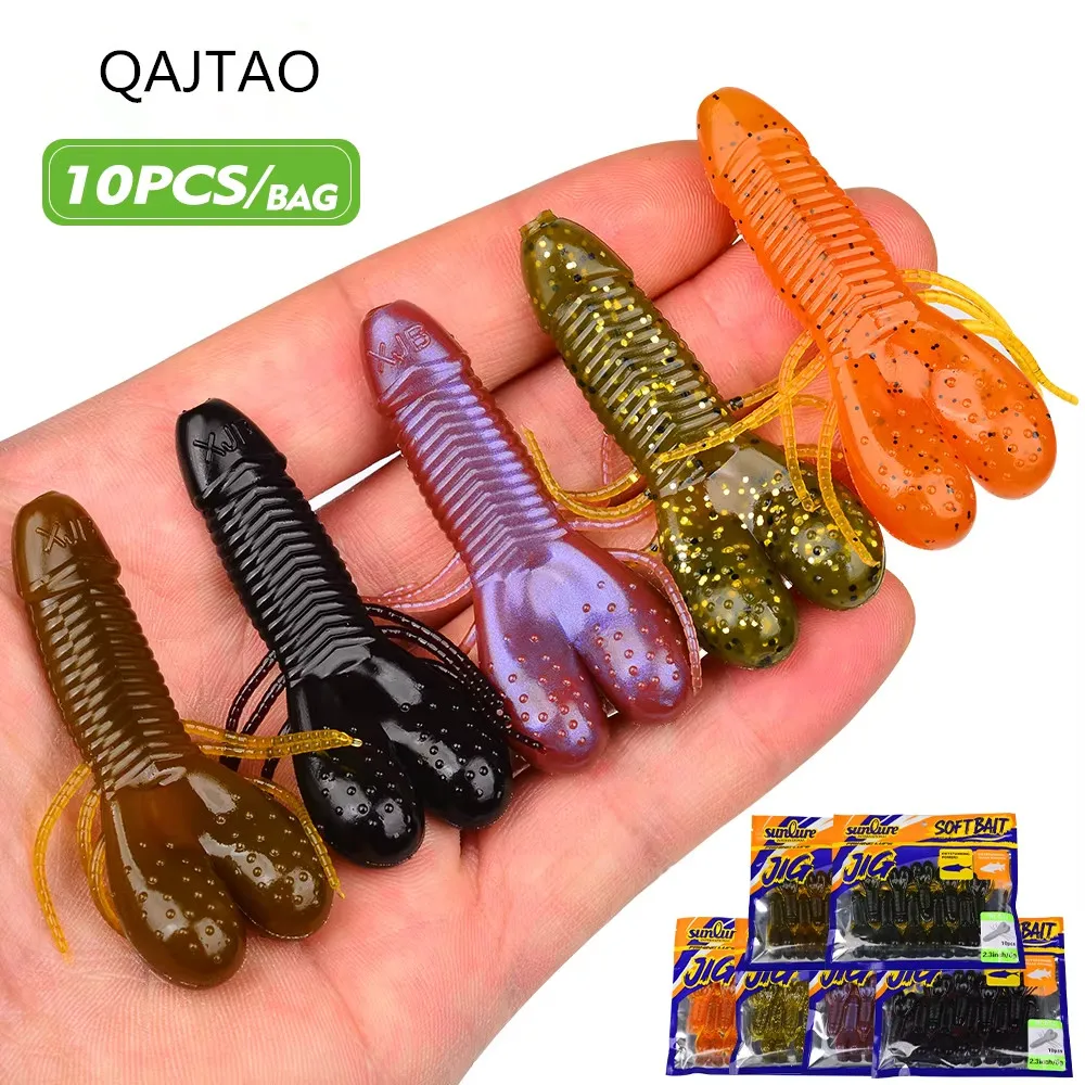 Señuelos blandos para lubina QAJTAO tipo insecto acanalado