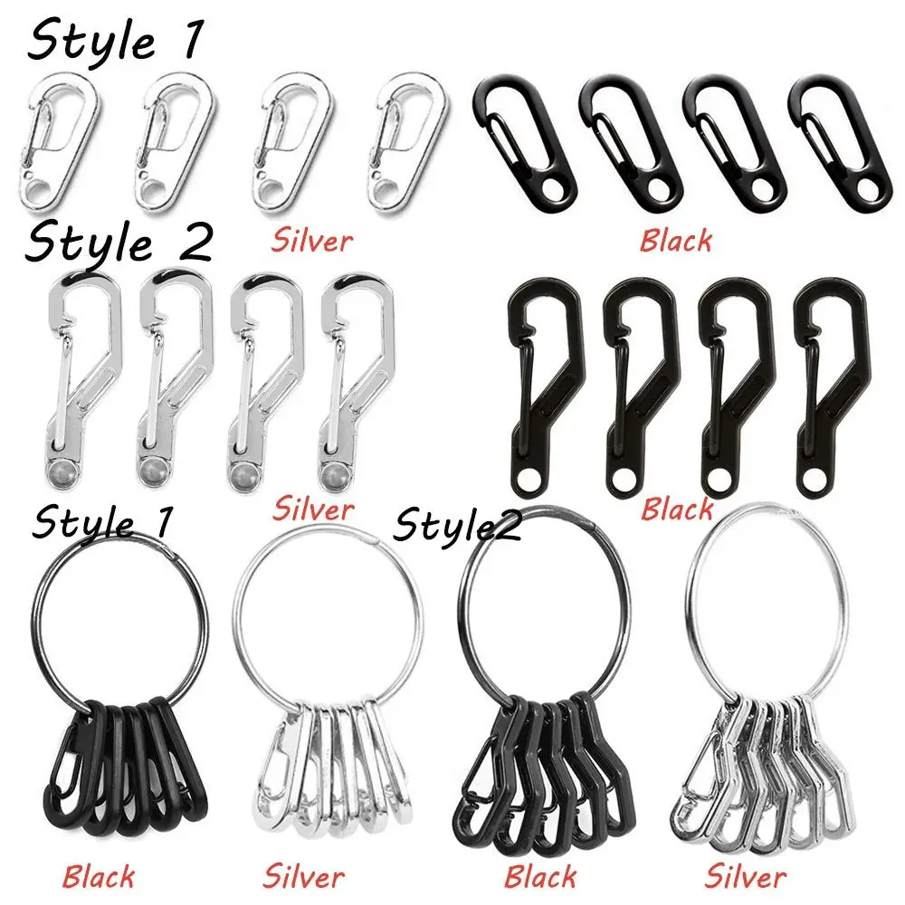 Mosquetones y clips de pesca con hebilla resistente negra/plateada