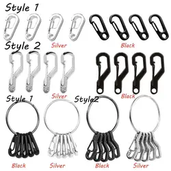 Mosquetones y clips de pesca con hebilla resistente negra/plateada
