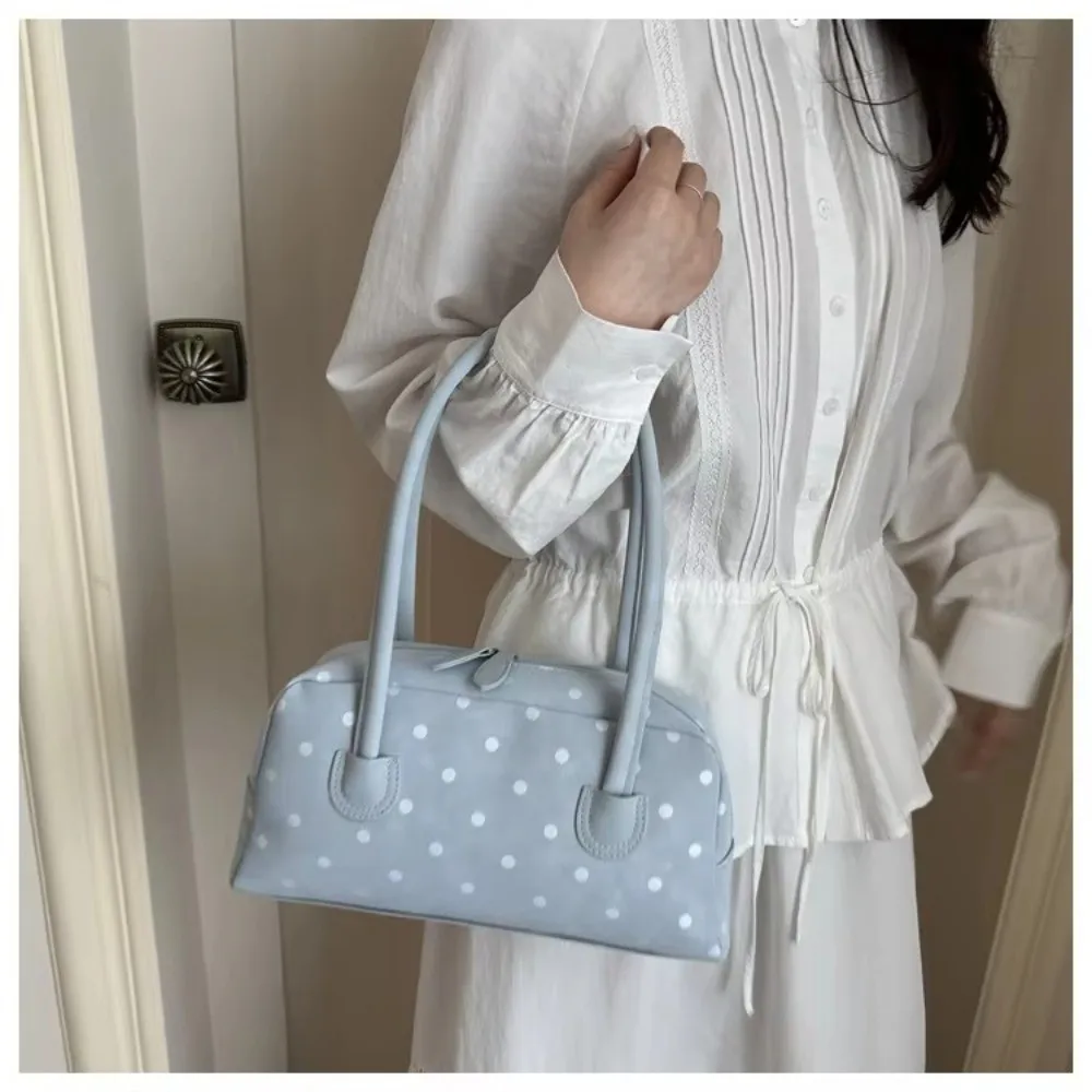Bolso de hombro portátil con cremallera y lunares – Gran capacidad - imagen 3