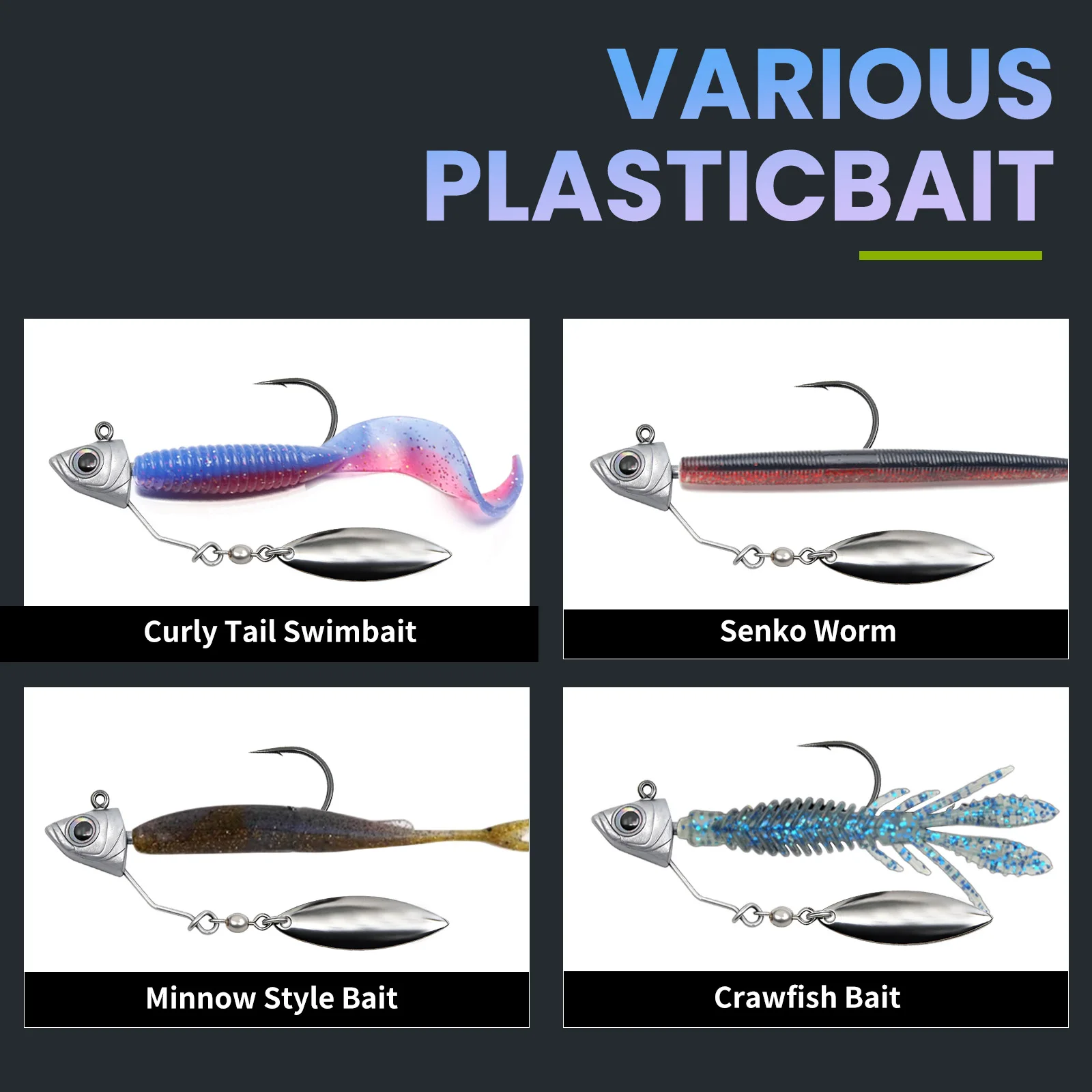 9KM Underspin Swimbait para lubina — anzuelo giratorio en vinilos - imagen 3