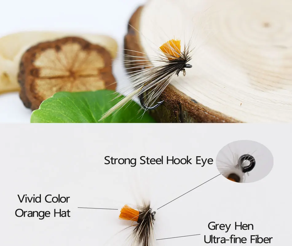 Mosca Caddis MNFT naranja gris