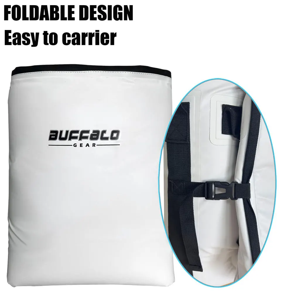 Detalles de costura y asas de la bolsa Monster Buffalo