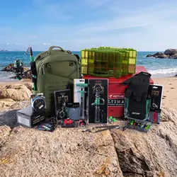 Goture Combo caña telescópica con carrete y señuelos en bolsa