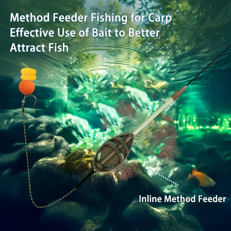 Set Method Feeder para carpa con jaula de aleación de zinc antienredos