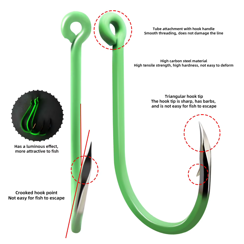 ZYZHE Anzuelos Chinu Fluorocarbono para pesca nocturna de carpa - imagen 3