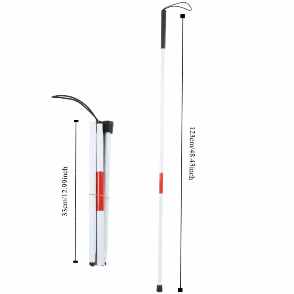 Bastón plegable para personas con discapacidad visual, blanco y rojo