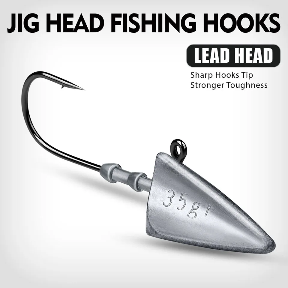 Detalle de la cabeza jig WALK FISH y anzuelo orientado hacia arriba
