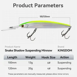 KINGDOM Suspending Minnow – Señuelo 13‑20 g para lubina y