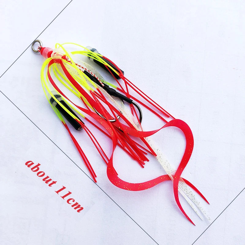Detalle de faldillas de silicona para pesca mar