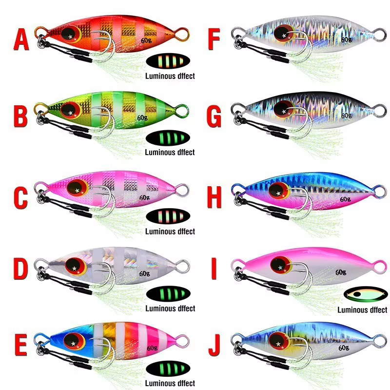 Señuelo cuchara metálica jigging lento para atún, lubina y agua salada