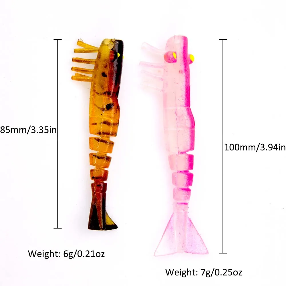 Fishingfans señuelos articulados de camarón luminosos – plástico suave - imagen 4