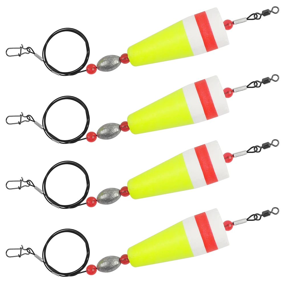 Flotadores de pesca tipo bobber en colores visibles