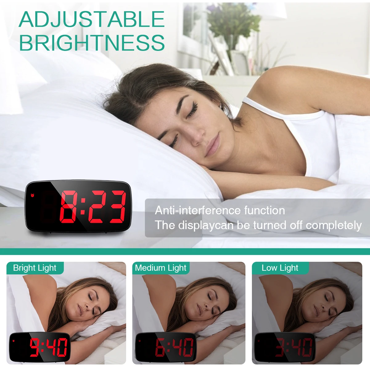 ORIA Reloj despertador digital LED con control por voz y snooze - imagen 3
