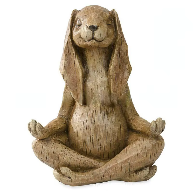 Figura Decorativa Zen Conejo Meditante para Jardín y Bonsái