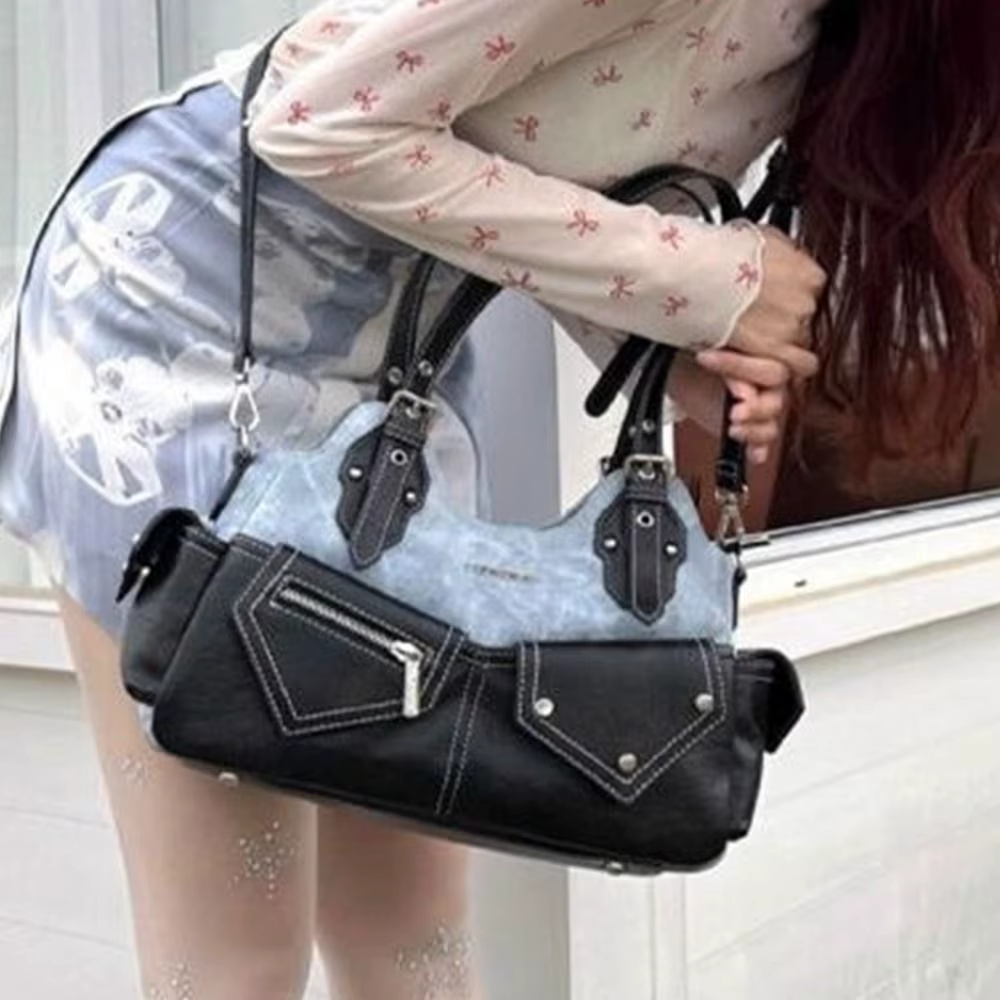 Bolso bandolera vaquero Y2K para mujer, gran capacidad